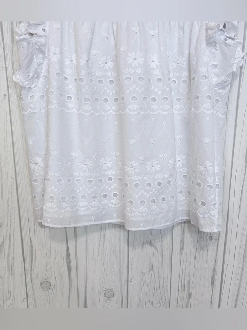 KATE SPADE NY NWOT White Cotton‎ Eyelet Ruffle Top, XL ($179)